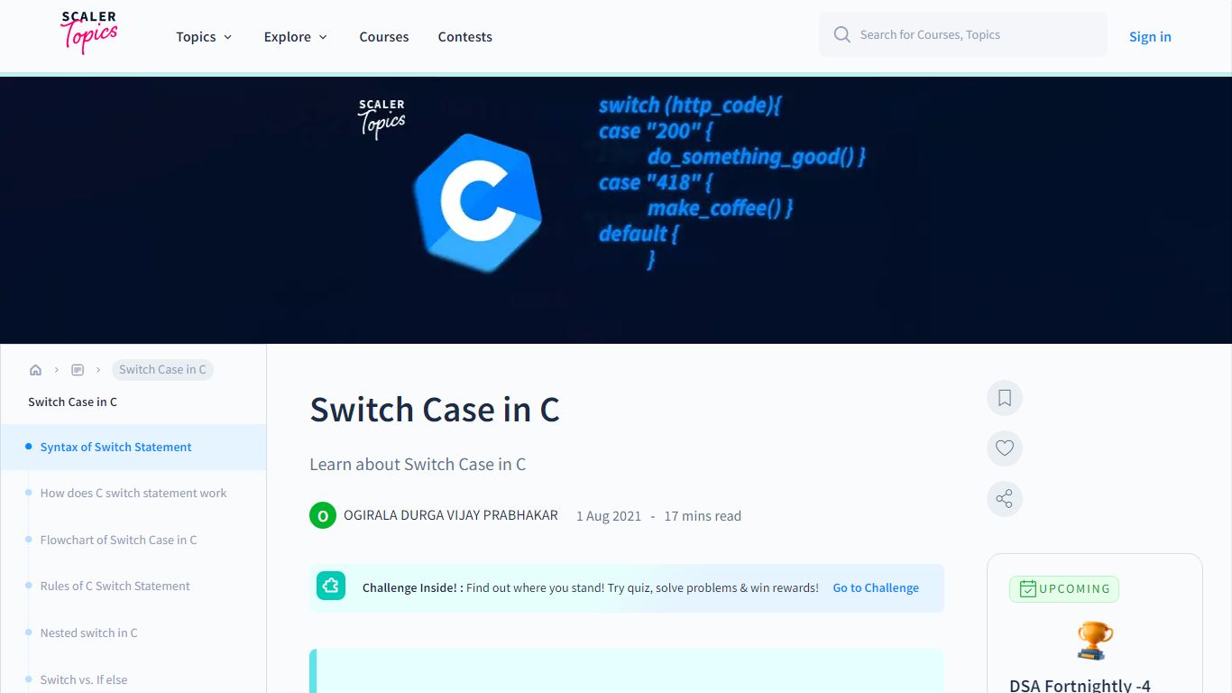 Switch Case in C | C Switch Statement with Examples - Scaler