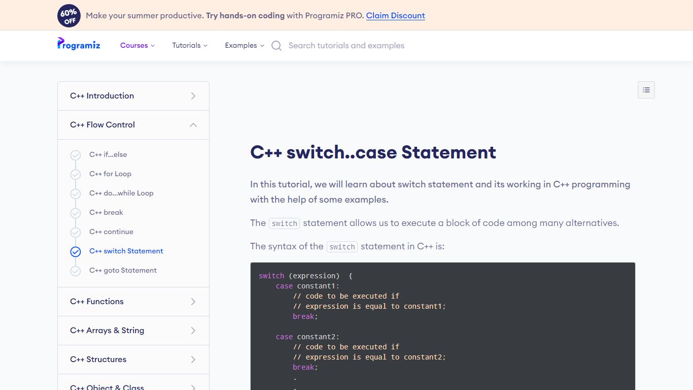 C++ switch...case Statement (With Examples) - Programiz