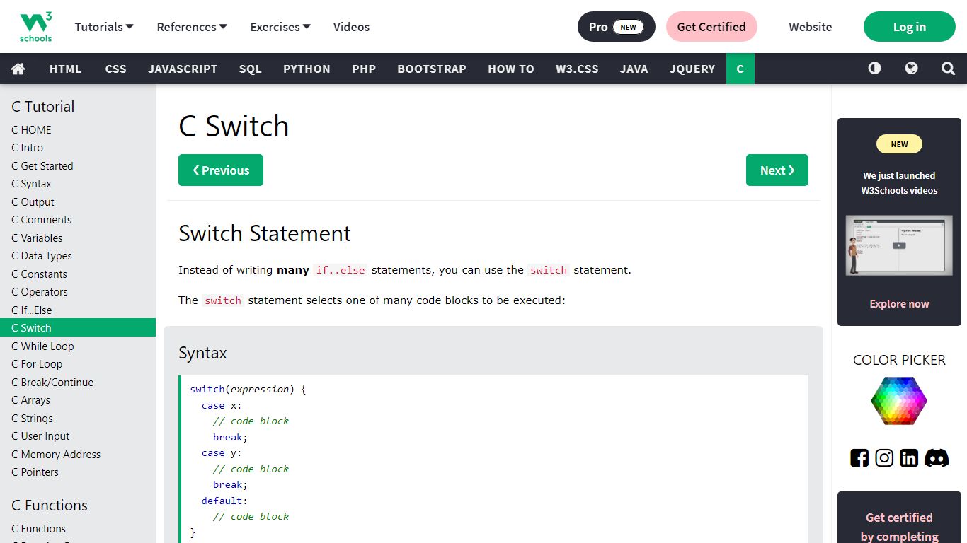 C Switch - W3Schools